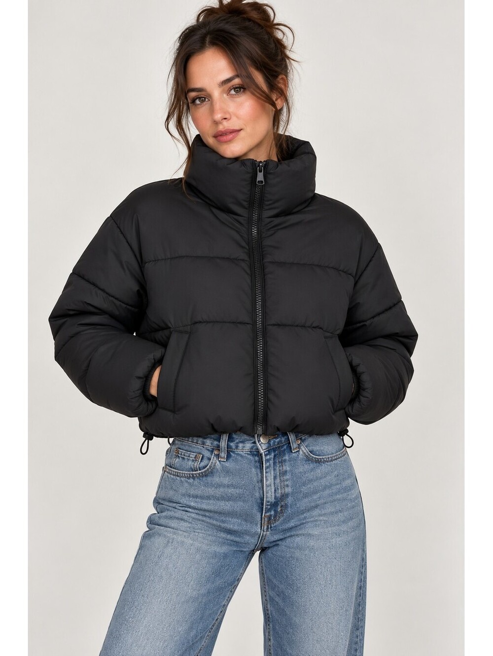 New Look Black Oversized Puffer Jacket High Neck Winter Coat Women’s US 6